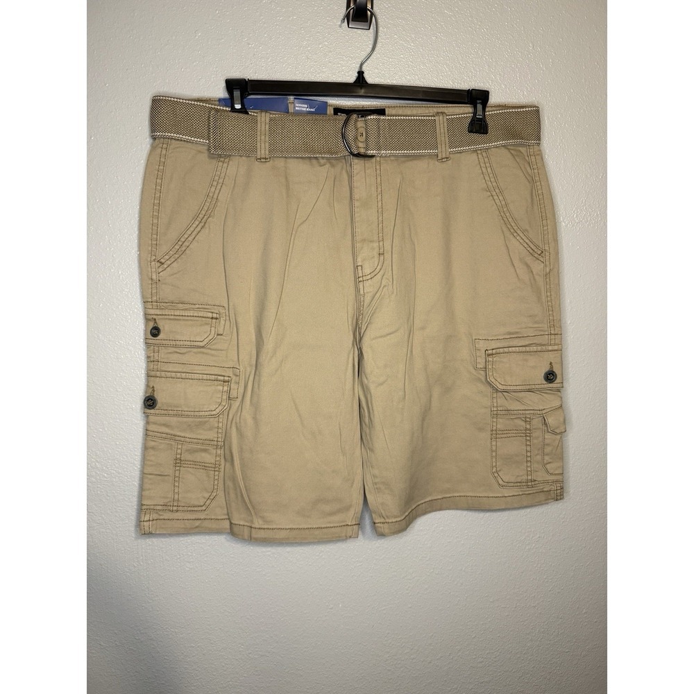 New Men's Iron Co Stretch‎ Cargo Shorts Belted Grey Khaki Brown 38